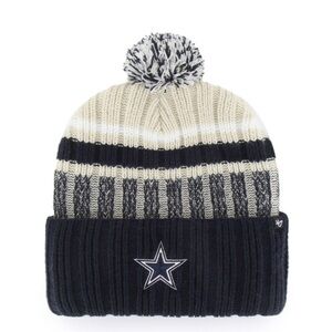 '47' Men’s Navy and Cream Striped Beanie